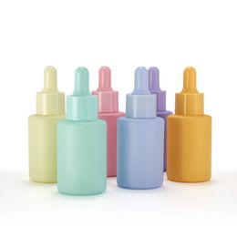 30ML Macaron Dropper Bottle Frosted Essential Oil Bottles Travel Glass Cosmetic Empty Bottle Reusable 6 Colours