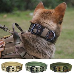 Camouflage Pet Collar Tactical Military Training Dogs Necklace Choker Nylon Adjustable Large Dog Accessories M XL LJ201109