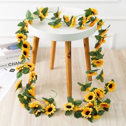 Artificial Sunflower Silk Flower Vine Greenery for Home Decoration Garland Decor G6521c