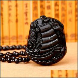 Chains Necklaces Pendants Jewelry Natural Obsidian Carved Smooth Sailing/Hand Lucky Stone Necklacechains Drop Delivery 2021 Dhci4