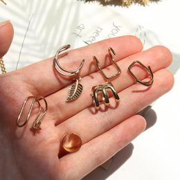 Dangle & Chandelier Fashion Gold Star Leaves Non-Piercing Ear Clip Earrings For Women Simple Fake Cartilage Cuff Punk Jewelry GiftDangle