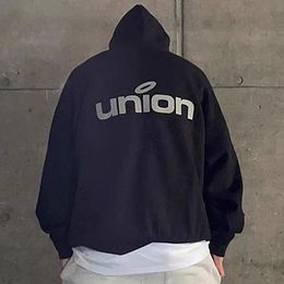 Union Brand Collab.Hoodie preto branco verde casual casual capuzes pulôvers jumpers homens mulheres hip hop streetwear mg210129