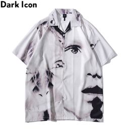 Dark Icon Vintage Street Mens Shirts Short Sleeve Summer Thin Material Hawaiian Shirt Man Blouse Male Top 220712