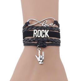 Charm Bracelets Infinity Love Rock Bracelet Stacks Letter ID Corna Hand Music Men Leather Braid Wrap & Bangles For Women Jewellery