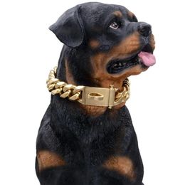 -Ketten 15mm Goldkragen Halskette für Haustierhund stongdellosem Stahl Metallglieder Slip-Ketten-Training Big Breeds-Rottweiler2549