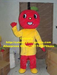 Mascot doll costume Cute Red Apple Mascot Costume Mascotte Cherry La Cereza Tomato Pomodoro With Red Round Head Yellow Dress Adult No.2802 F