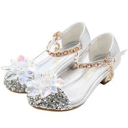 -Scarpe per bambini di cristallo Glitter principessa melissa sandali per ragazze eleganti tacchi alti bambini adolescente piccolo piedi signore cenerentola G220415