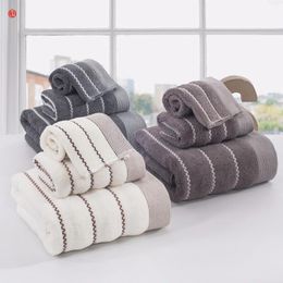 Towel Wave Set 100% Cotton Face Bath Washclot Beige Grey 3pcs/Lot Bathroom Beach Toalla 70*140cm Adults Playa Serviette De Plage