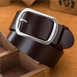 Belts High Quality Italy Import Superior Cow Genuine Leather Male Black Business Metal Alloy Buckle Strap Belt Men For Gift 125Belts