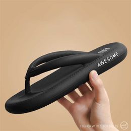 Mens Slippers Flip Flops Beach Slippers Thick Bottom Summer Outdoor Shoes Slides Thong Slippers Women Sandals Soft Shoes 210721