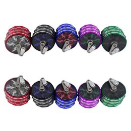 Hand Crank Metal Tobacco Smoking Herb Grinder 63mm Aluminium Alloy With Clear Top Window Lighting Crusher Abrader Grinders