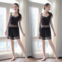 Sexy Pyjamas Underwear Gauze Lenceria Summer Nightwear Low Bosom Harness Womens Lace Lin Tai Summer Knit Apparel