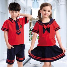 Clothing Sets Kids Kindergarten Uniforms Students Boys And Girls School British Style Suits 2pcs Nursery Clothes D-0554Clothing