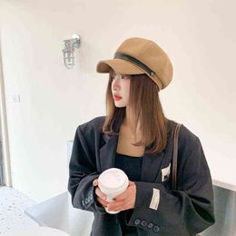 2022 New Spring And Summer Women Hat Octagonal Hat Female British Korean Version Japanese Beret Fashion Peak Military Cap J220722