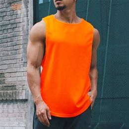 Plain Gym Clothing Mens Bodybuilding Stringer Tank Top Mesh Sleeveless Vest Sweatshirt Fitness Workout Sportswear Tanktop Male 220621