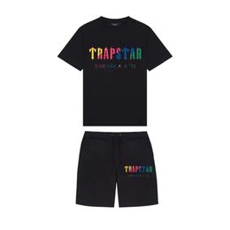 TRAPSTAR Printed two piece Men s brand cotton short sleeve T shirt shorts casual sports set 220621