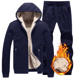 Men's Tracksuits Plus Size 5XL 6XL Winter Men Set Warm Thick Hooded Jacket Pants Sets Hoodies Casual Zipper Tracksuit Man Sports SuitMen's