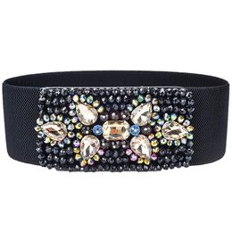 Belts Colourful Gemstone Women Jewelled Elastic Lady Girdle Full Crystal Femme Ceinture Waistband For Dress BL240Belts