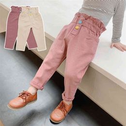 Girl Pants Solid Color Girl Pants Children Spring Autumn Children's Sweatpants Casual Style Kids Clothing 210412