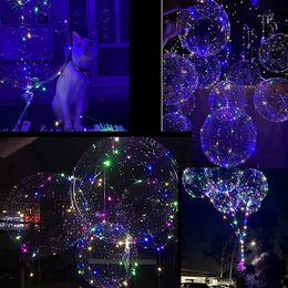 Colourful 18inch LED Balloon Luminous Party Christmas Decoration Wedding Supplies Dorm Transparent Bubble Birthday Wedding Light String Lights Gift 8 Colours