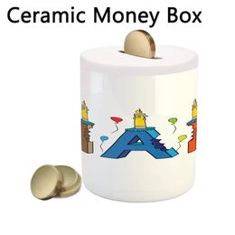Sublimation Ceramic Piggy Bank Home Decoration Coin Pot Thermal Transfer Money Box Desktop Ornaments DIY Gift