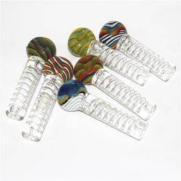 Freezable Glycerin Glass Smoking Pipes with Cooling Oil liquid inside Spoon Oil Burner Pipe dry herb tobacco hand pipe