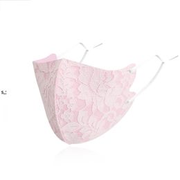 Adult Breathable Lace Face Mask Summer Washable Adjustable Cool Ice Silk Sunscreen RRA12695