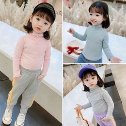 Children's Shirt Toddler Pearls Girl T-shirt Casual Style T Shirt Kids Spring Autumn Baby Girl Clothes 210412