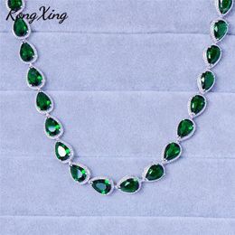 RongXing Sweet Heart Green/Purple/Red/Blue Zircon Necklaces For Women Wedding Gift White Gold Filled Birthstone Necklace NL0036 Chains Morr2
