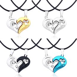 Pendant Necklaces Pcs/set Yin Yang Tai Chi Necklace For Couples Lovers Crystal Heart Hollow Friends Bff Jewelry Gift 2022Pendant