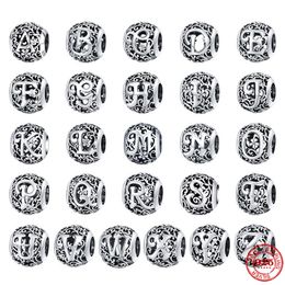 925 Sterling Silver Dangle Charm Openwork Letter Shape A to Z Beads Bead Fit Pandora Charms Bracelet DIY Jewellery Accessories