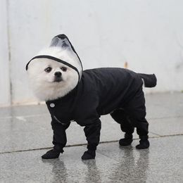 Dog Apparel Pet Raincoat With Rain Boots Cat Small Waterproof Jumpsuit Overalls Clothes Poodle Pomeranian Puppy Hooded CoatDog