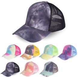 Women Summer Mesh Ponytail Baseball Caps Fashion Tie Dye Snapback Caps wholesale Hat Ladies Sports Breathable Casual Hats XY404