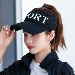 Visors Cap Female Summer Sun Cap Korean Alphabet Caps Outdoor Sports Big Eave Roof Sun Shade Baseball Hats