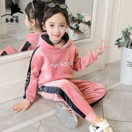 Autumn Winter Girls and Boys Clothes 2 Pieces Casual Sets Gold Velvet Tracksuit for Girls Sport Suits Kids Clothes Children Set 220523