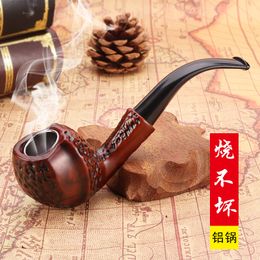 pipe Carved resin bakelite pipe cleanable filter curved men's portable hammer cut tobacco