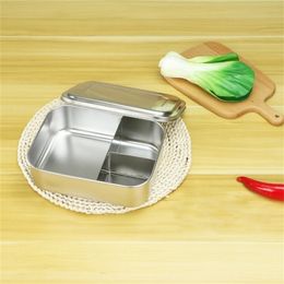 Box Food Container Stainless Steel Lunch Box With Subdivision Container Airtight Kids School Office Portable Bento Box Lunch Bag 201015