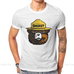 Men's T-Shirts Smokey Bear Cartoon Animal Crewneck TShirts Novelty Personalise Homme T Shirt Funny Tops 6XL