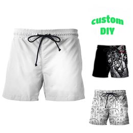 Men s Summer Beach Shorts Custom DIY Two Side Pockets Casual Loose 3D Digital Printing 220706