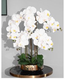 Decorative Flowers & Wreaths Set High Grade Artificial Orchids Arrangement Latex Silicon Real Touch Large Size Luxury Table Flower Home El D