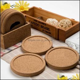 Mats Pads Table Decoration Accessories Kitchen Dining Bar Home Garden Classic Round Plain Cork Coasters Drink Wine Mat Juice Pad For Wedd