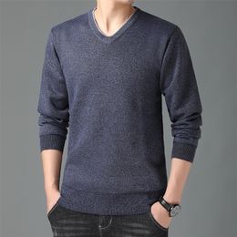 Fashion Brand V Neck Knit Woollen Sweaters For Men High Quality Autum Casual Jumper Winter Pullover Mens Clothing 201203