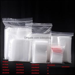 Jewelry Pouches Bags Packaging Display Iyoe 20-100Pcs 17 Size Resealable Zip Lock Bag Plastic Transparent Package Small Beads Food Storag