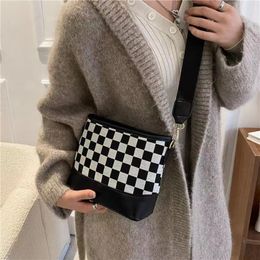 fashion shoulder or slung crossbody bag Checked bucket bag decoration Colour women handbag