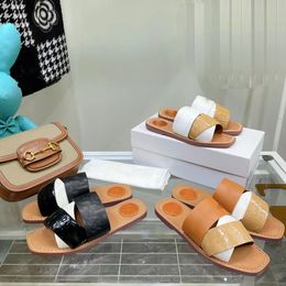 Women fashion summer shoes Cross belt slipper Graffiti Sandals genuine cowhide leather Shoe with logo box Flat slippers home Beautiful and comfortable