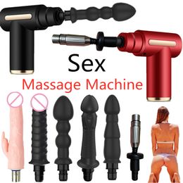 sexy Machines Set Fascia Gun Adapter Vaginal Anal Massage Stimulation Dildos Penis Vibrators Female Masturbator Adult 18 Toys