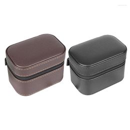 Jewellery Pouches Bags Single Watch Box Vintage PU Leather Zipper Bracket Holder For Business Travel Storage Easy To Carry Edwi22