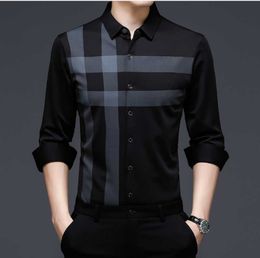 Men's Dress Shirts Long Sleeve Business Men's Wear Non Iron Shirt Korean Slim Fit Lapel Breathable Elastic MenMen's