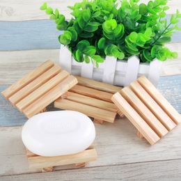 Non-slip Wooden Soap Dishes Bathroom Soap Storage Holder Kitchen Drainable Cleaning Sponge Dish Desktop Toy Doll Display Stand BH6671 WLY