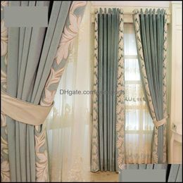 Curtain Drapes Home Deco El Supplies Garden Embroidered Simple Modern High-Grade Lace Mediterranean Living Room Sheer Tle E151 Drop Delive